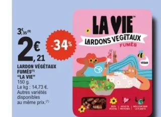 Lardons végétaux fumés La Vie