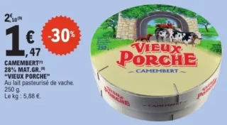 Camembert Vieux Porche 28% MAT. GR.