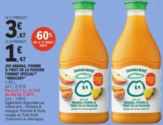 Jus Ananas, Pomme & Fruit de la Passion "Innocent"