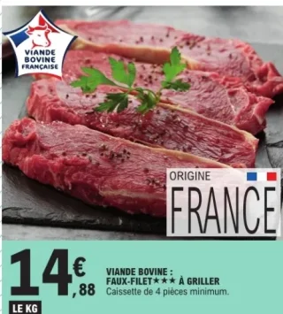 Viande Bovine : Faux-Filet*** à griller
