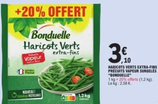 Haricots verts extra-fins précuits vapeur surgelés Bonduelle