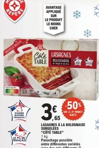 Lasagnes à la bolognaise surgelées Côté Table