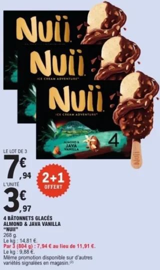 4 Bâtonnets glacés Almond & Java Vanilla Nuii