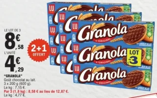 LU "GRANOLA" Goût chocolat au lait