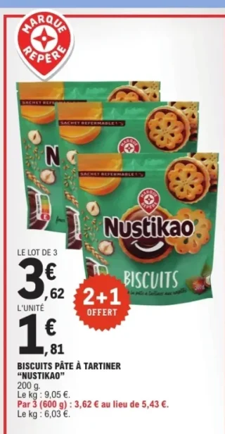 Biscuits Pâte à tartiner Nustikao