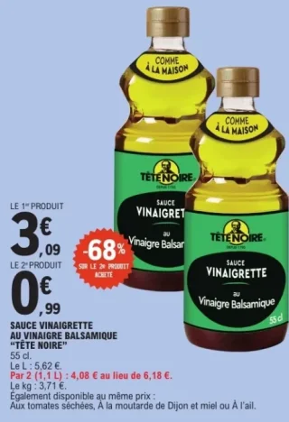 Sauce vinaigrette au vinaigre balsamique Tête Noire