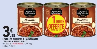 LENTILLES CUISINÉES À L'AUVERGNATE "RAYNAL & ROQUELAURE"
