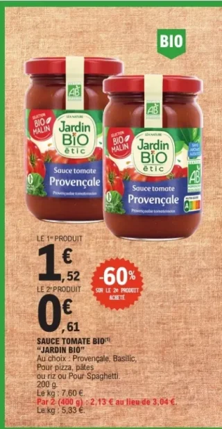 Sauce Tomate Bio Jardin BiO étic