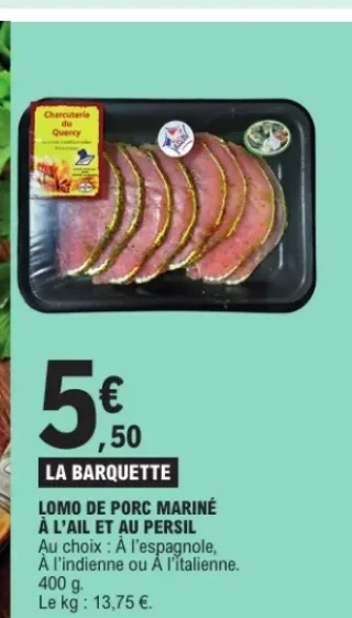Lomo de porc mariné à l'ail et au persil Charcuterie du Quercy
