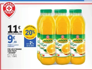 Pur jus d'orange sans pulpe Jafaden
