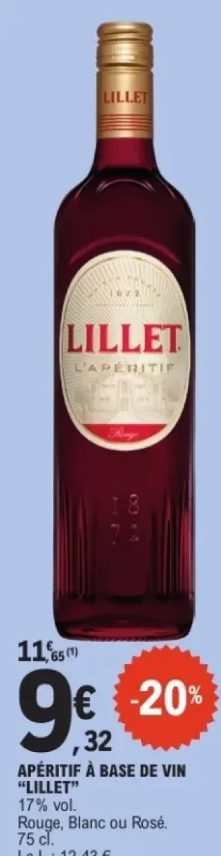 Apéritif à base de vin "Lillet" Rouge, Blanc ou Rosé