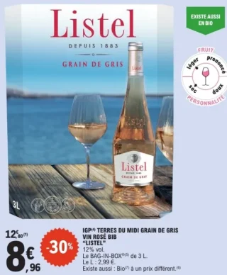 IGP Terres du Midi Grain de Gris Vin Rosé Bib Listel