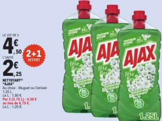 Nettoyant ménager Ajax Muguet ou Cerisier