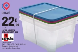 Lot de 3 boîtes de rangement 45 L Sundis