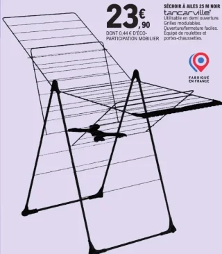 Séchoir à ailes 25 M noir tancarville