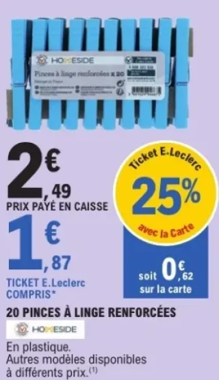 20 pinces à linge renforcées HOMESIDE