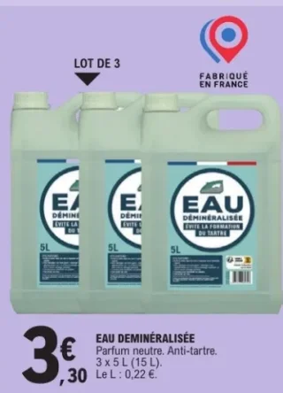 Eau déminéralisée 3 x 5 L (15 L)