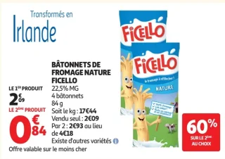 Bâtonnets de fromage Nature Ficello