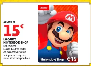 La carte Nintendo e-shop