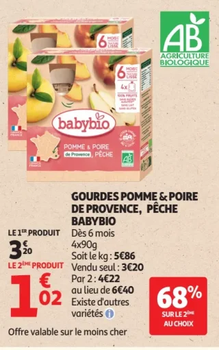 Gourdes pomme & poire de Provence, pêche Babybio