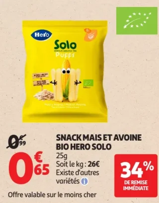 Snack Maïs et Avoine Bio Hero Solo