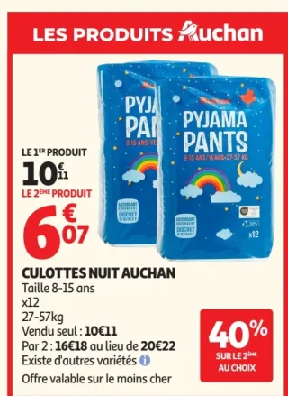 Culottes nuit Auchan