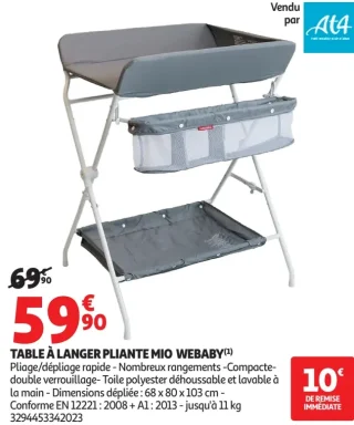 Table à langer pliante Mio Webaby