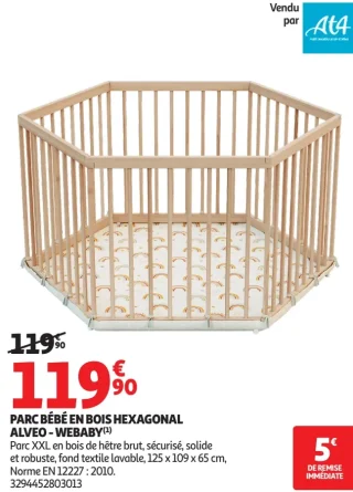 Parc bébé en bois hexagonal Alveo - Webaby
