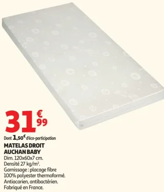 MATELAS DROIT AUCHAN BABY