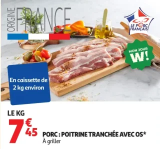Porc : Poitrine tranchée avec os