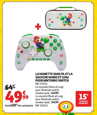 LA MANETTE SANS FIL ET LA SACOCHE MARIO ET LUIGI POUR NINTENDO SWITCH