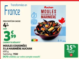 Moules cuisinées à la marinière Auchan