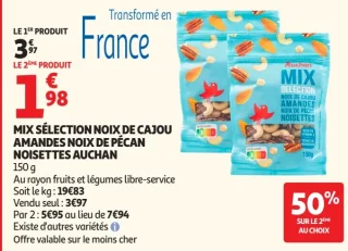 Mix Sélection Noix de Cajou Amandes Noix de Pécan Noisettes Auchan
