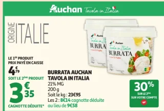 Burrata Auchan Tavola in Italia