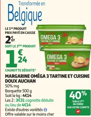 Margarine Oméga 3 Tartine et Cuisine Doux Auchan