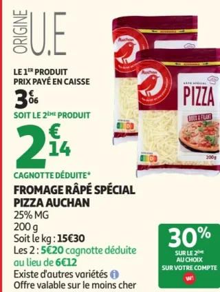 Fromage Râpé Spécial Pizza Auchan
