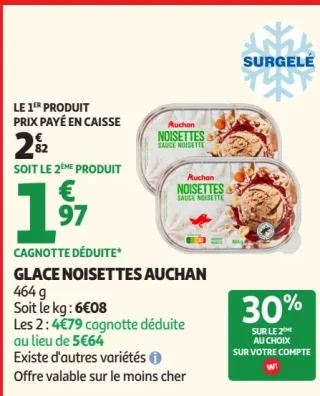 Glace Noisettes Auchan