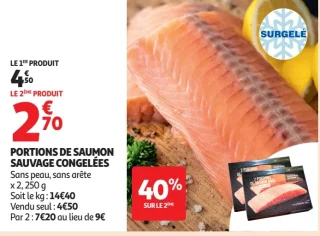 Portions de saumon sauvage congelées