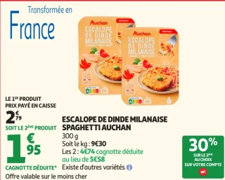 Escalope de Dinde Milanaise Spaghetti Auchan