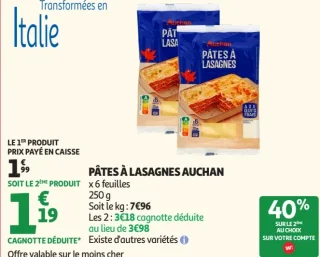 Pâtes à Lasagnes Auchan