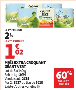 Maïs Extra Croquant Géant Vert