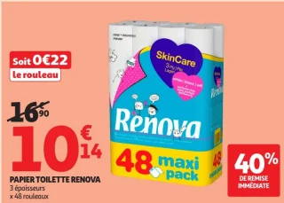 Papier Toilette Renova 3 épaisseurs x 48 rouleaux