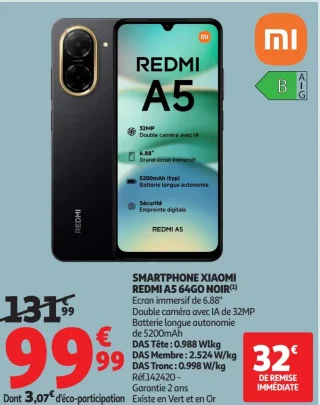 SMARTPHONE XIAOMI REDMI A5 64GO NOIR