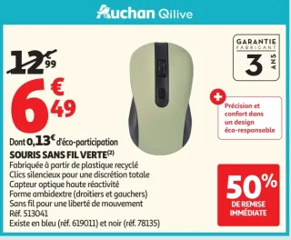 SOURIS SANS FIL VERTE Qilive