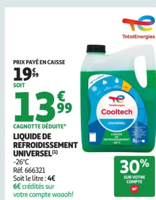 Liquide de refroidissement universel TotalEnergies Cooltech -26°C 5L
