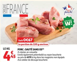 Porc : sauté sans os
