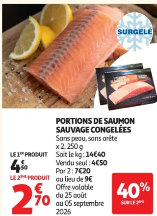 Portions de saumon sauvage congelées