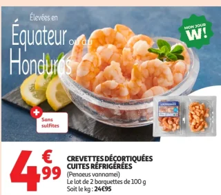 Crevettes décortiquées cuites réfrigérées Le Poissonnier