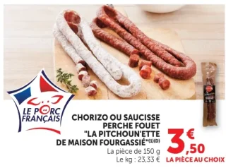 Chorizo ou saucisse perche fouet La Pitchoun'ette de Maison Fourgassié