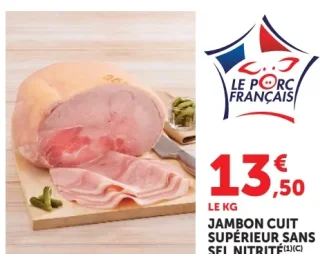 Jambon cuit supérieur sans sel nitrité Le Porc Français